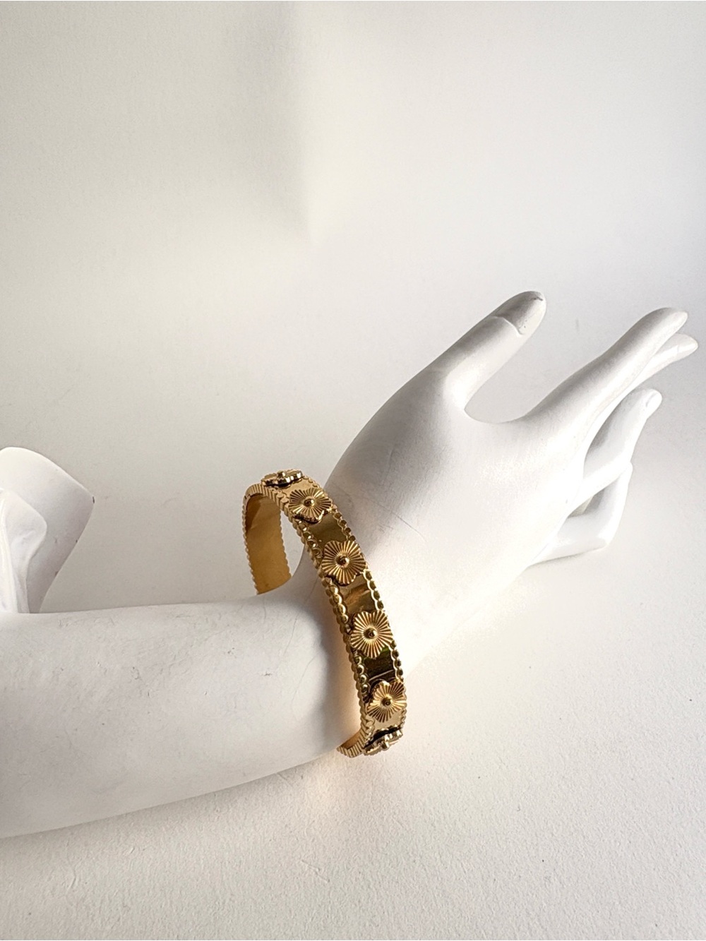Gold Floral Cuff Bracelet Women Jewelry